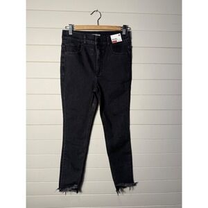 Express Womens 6P Black High Rise Ankle‎ Legging Denim Perfect Raw Hem Jeans